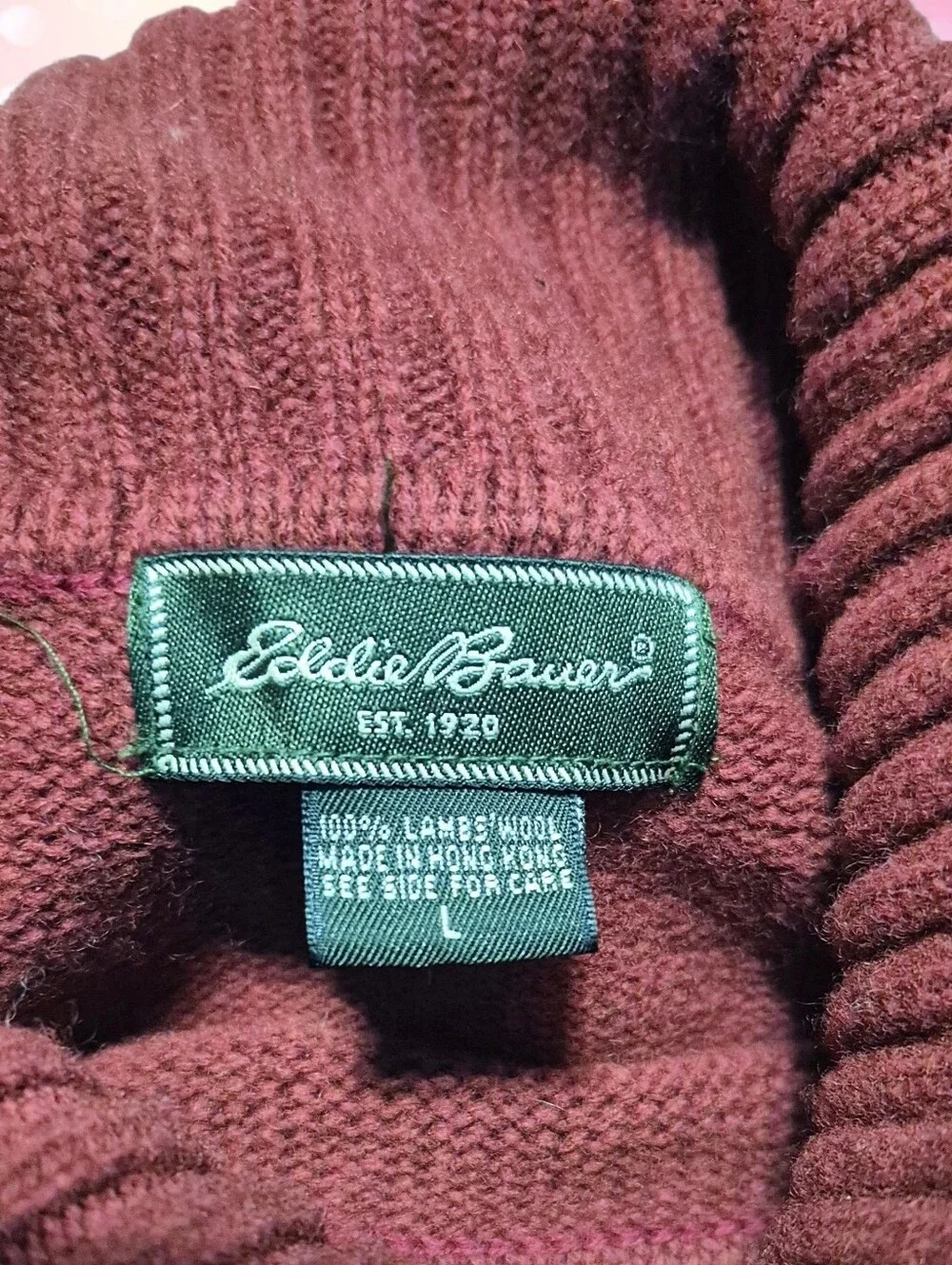 Eddie Bauer 100% Wool Turtleneck Sweater Size Large